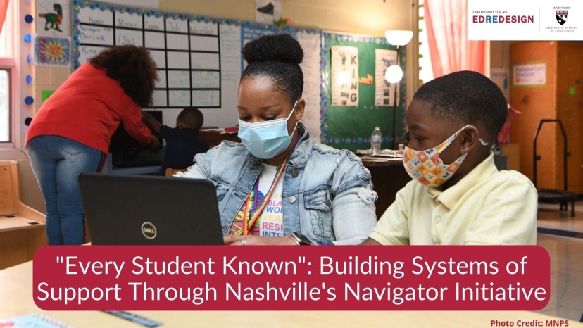 "Every Student Known": Building Systems of Support through Nashville's Navigator Initiative: Image with one woman and a boy using a computer
