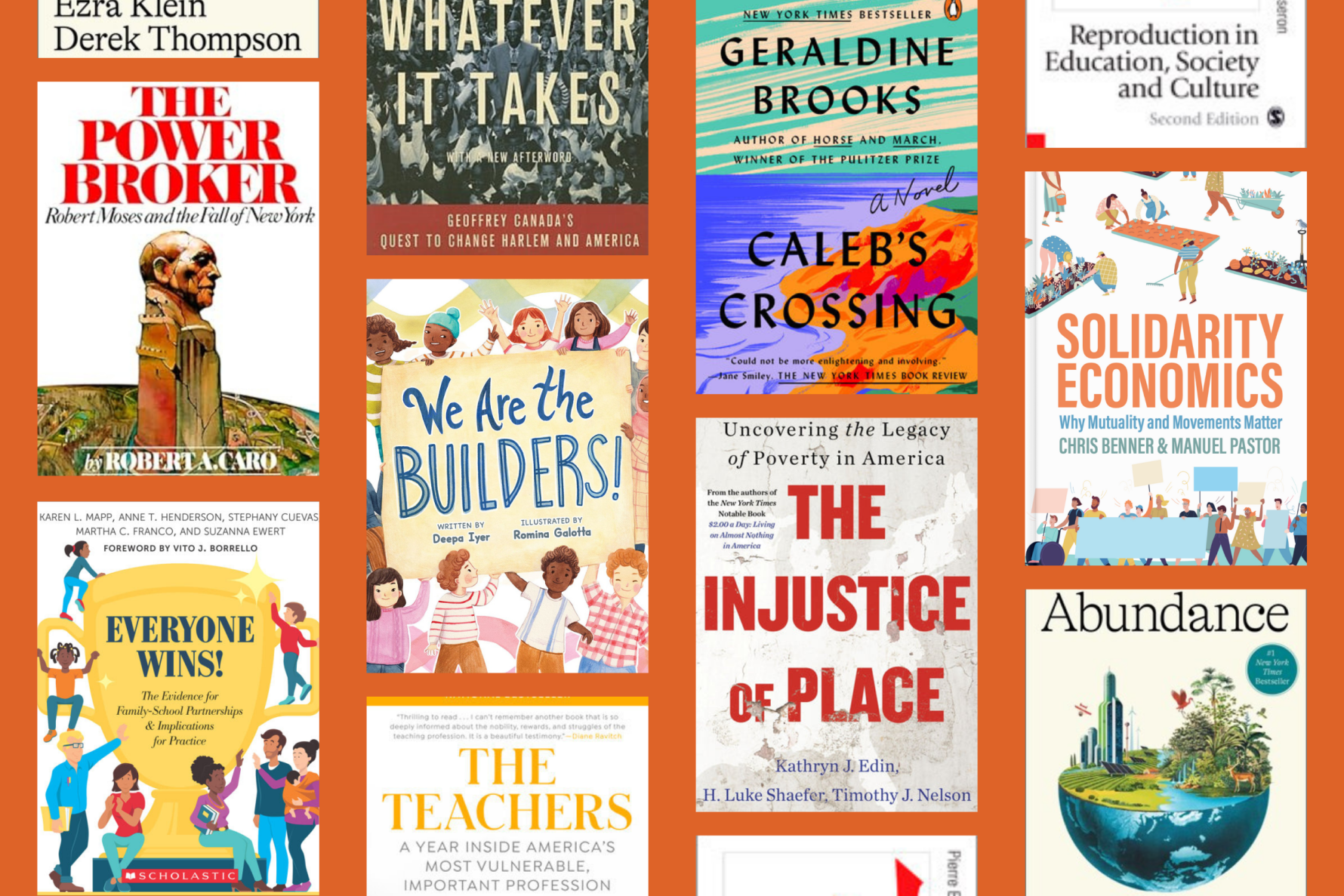 A collage shows the cover images of ten books